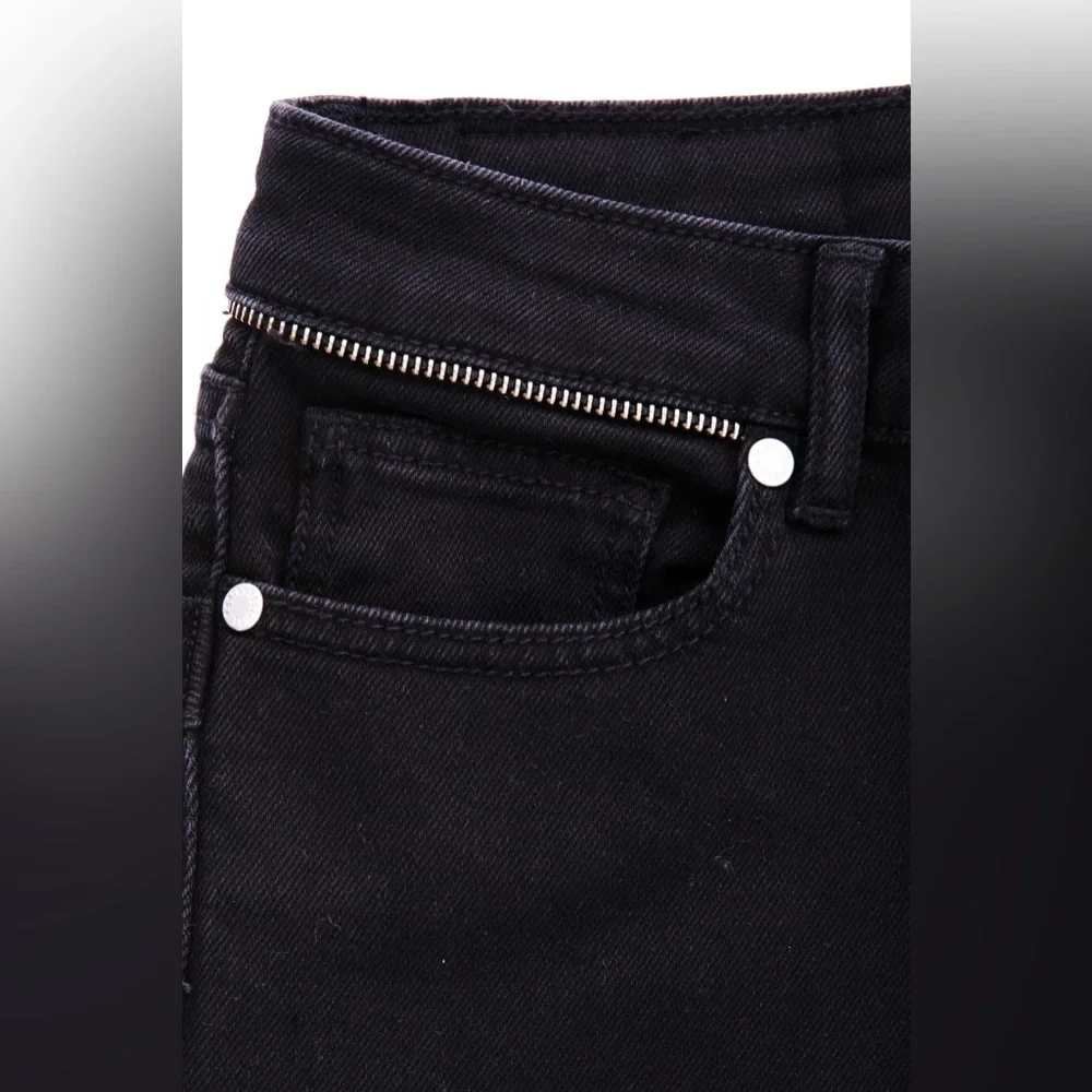Zadig & Voltaire Paris Eva Zip Jeans Raw Released Hem Slim Skinny Black 27 - Picture 5 of 16